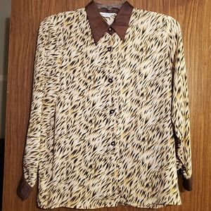 Animal Print Buttoned Blouse